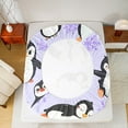 thumbnail image 5 of Manfei Cute Cartoon Penguin Twin Sheet Sets 3pcs, Kawaii Animal Twin Fitted Sheet, Purple Snowflakes Flat Sheet, Ultra Soft Home Decor, 5 of 7