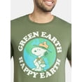 thumbnail image 4 of Peanuts Snoopy Green Earth Happy Earth Men’s and Big Men’s Graphic Tee, Sizes S-3XL, 4 of 5