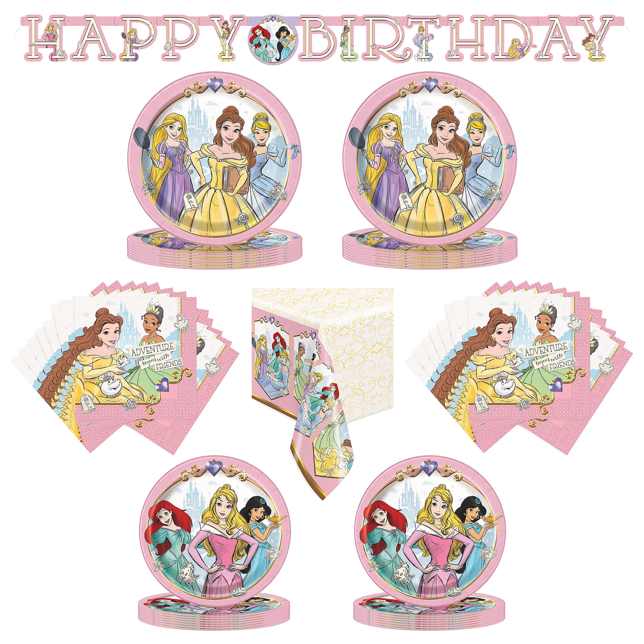 Disney Princess Birthday Party Tableware and Decoration Kit for 16