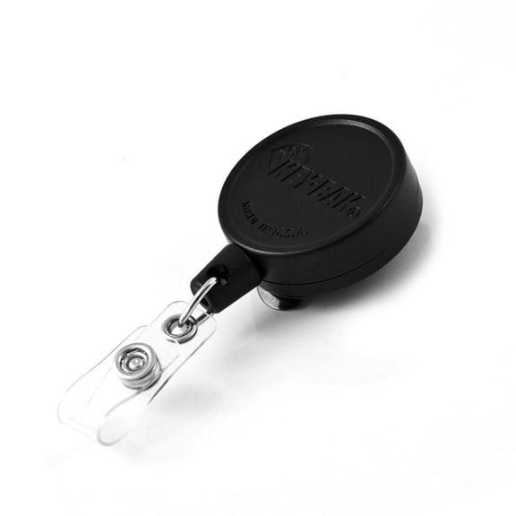 KEY-BAK Polycarbonate Retractable Badge Reel Holder with Swivel Belt Clip 9.2" inches-Black