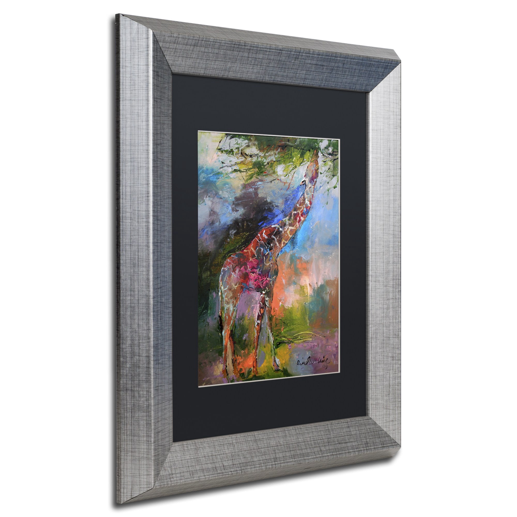 Richard Wallich 'Giraffe' Black Matted Framed Art