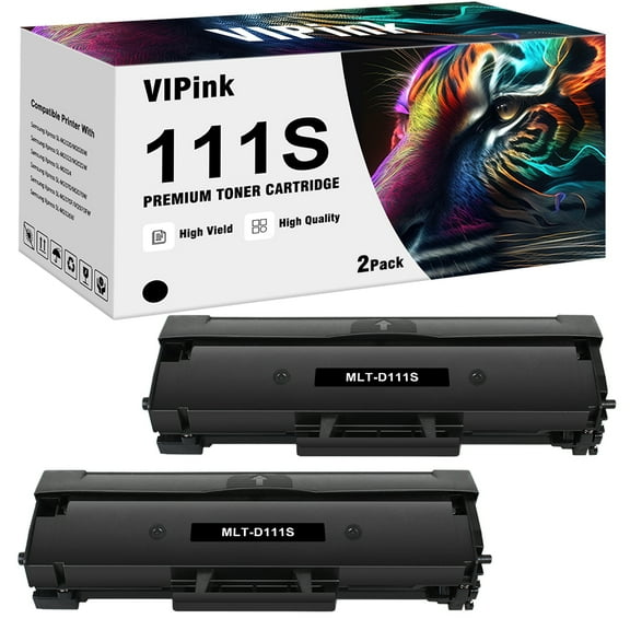 VIPInk 2-Pack With Chip D111S Toner Cartridge Compatible for Samsung MLT-D111S 111S Xpress SL-M2020 M2020W M2070FW M2070W M2070F M2022W M2024 M2026W Printer Ink (Black)