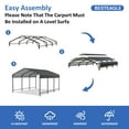 thumbnail image 6 of MUCHANT 10'x15' Outdoor Metal Carport, Heavy Duty Garage Galvanized Car Shelter with Enhanced Base for Pickup, Boat, Car and Tractors, 6 of 8