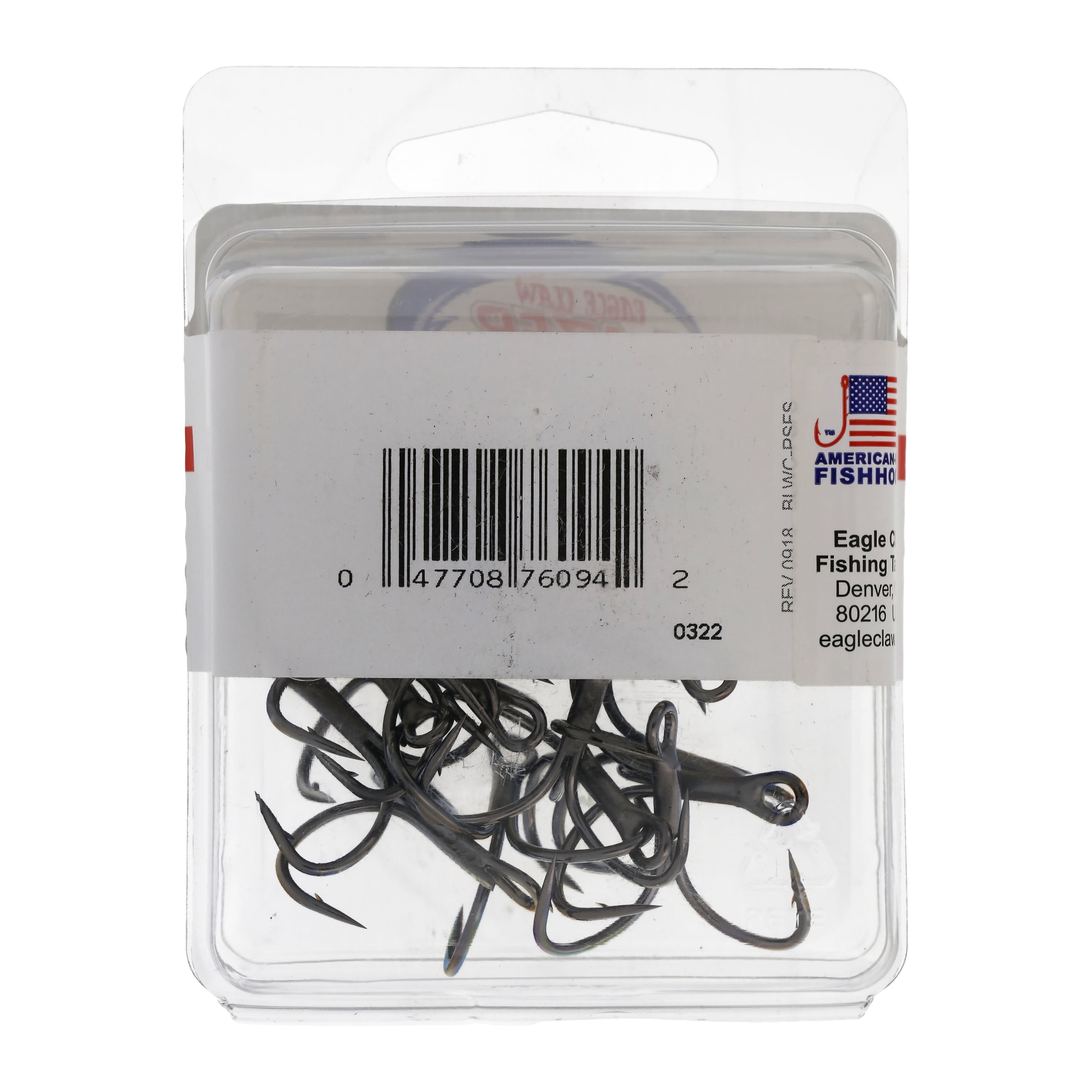 Eagle Claw Fletcher Shryock Needlepoint 2X Kahle Treble Fishing Hooks, Black, Size 2, 15 Pack