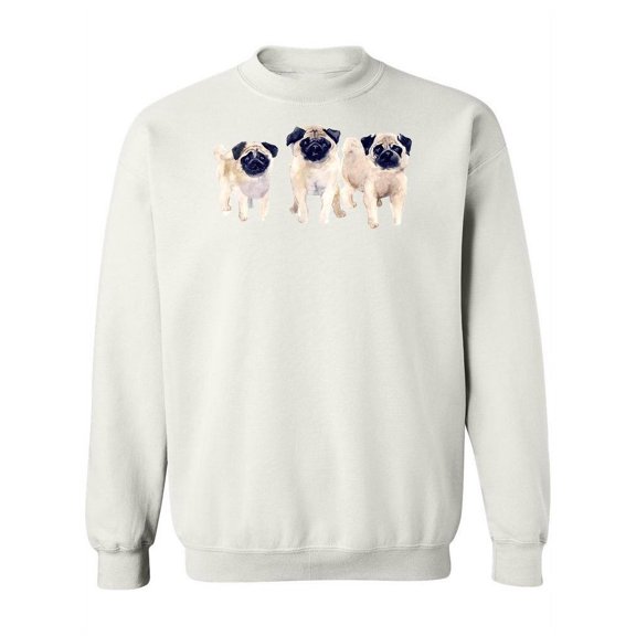 Three Watercolor Pugs Sweatshirt Women -Image by Shutterstock, Female 4X-Large