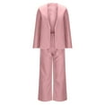 thumbnail image 6 of QATAINLAV Business Casual Outfits for Women Long Sleeve Lapel Blazer Jacket and Wide Leg Pants 2 Piece Sets Solid Color Fall Clothes Office Work Suits, Pink, L, 6 of 7