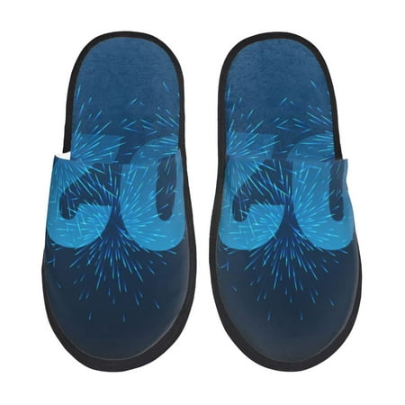 Balery Happy New Year 2025 A Slient Indoor Furry Fleece Comfort House Shoes Soft Non-Slip Home Shoes Cotton slippers House Slippers-- Large