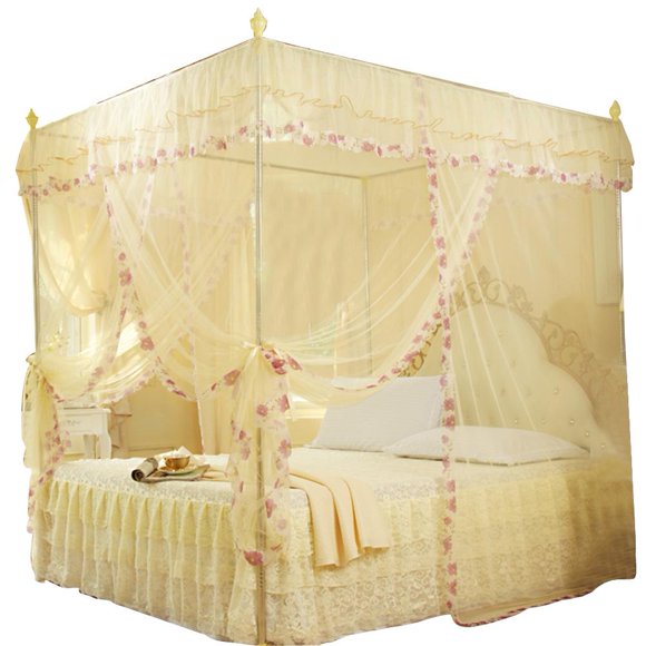 Fdit Luxe Princesse 3 Ouvertures Latérales Rideau de Lit Moustiquaire Literie, Moustiquaire de Chambre, Moustiquaire