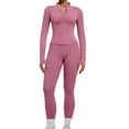 thumbnail image 3 of YWMJI Womens 2 Piece Workout Yoga Outfits Lightweight Slim Fit Zip Up Yoga Cropped Jacket High Waisted Yoga Flare Leggings No Front Seam Workout Pants Bodycon Gym Athletic Tracksuit Pink Xl, 3 of 9
