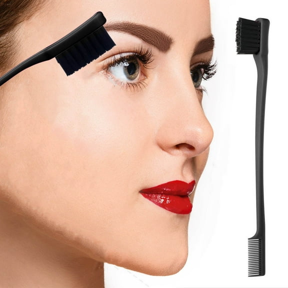 Double-Ended Brow Brush, Hair Cut Style Blade Comb, Eyebrow Grooming Tool for Precise Styling and Shaping, Soft Bristles with Plastic Handle, Lightweight and Portable 17.8cm Length