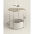 thumbnail image 6 of Nordic Hygge 17.7 in. Round Side Table with Fabric Storage Basket, Cream White, 6 of 9