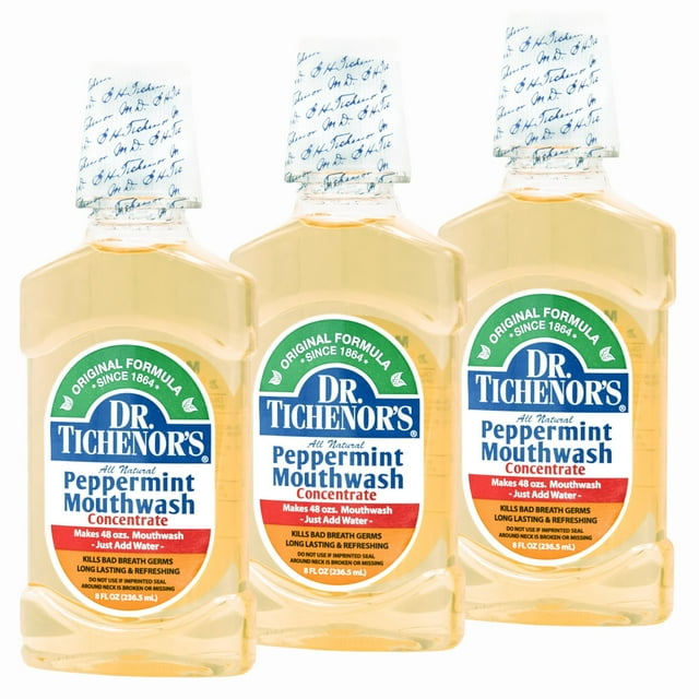 Enjuague bucal Dr. TICHENOR'S concentrado de menta 240 ml (paquete de 3)