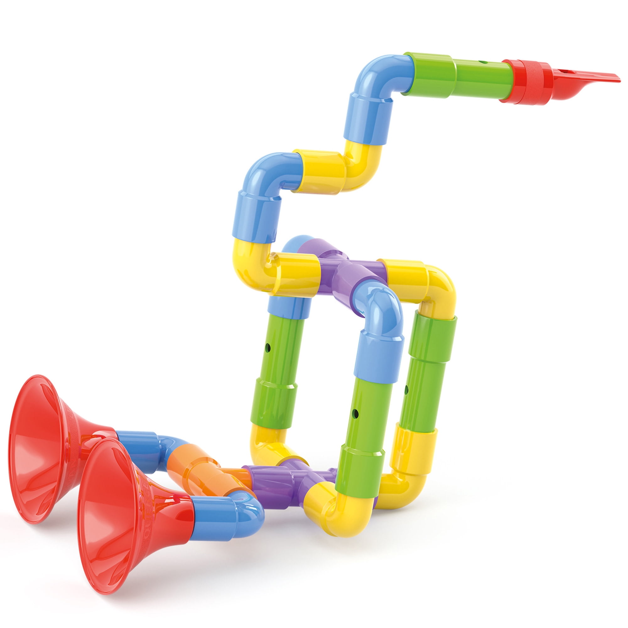 Quercetti: Saxoflute Super - 24pc Build Your Own Instrument Toy, Tube Construction, Sounds Musical Activity, Preschool Building Set, Toddler & Kids 2+