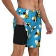 thumbnail image 2 of Rateoe Flying Bees Pattern Men’s Swim Shorts with Compression Liner – Double-Layered Quick-Dry Swimwear, Comfortable & Stretchy Beach Shorts-XX-Large, 2 of 6
