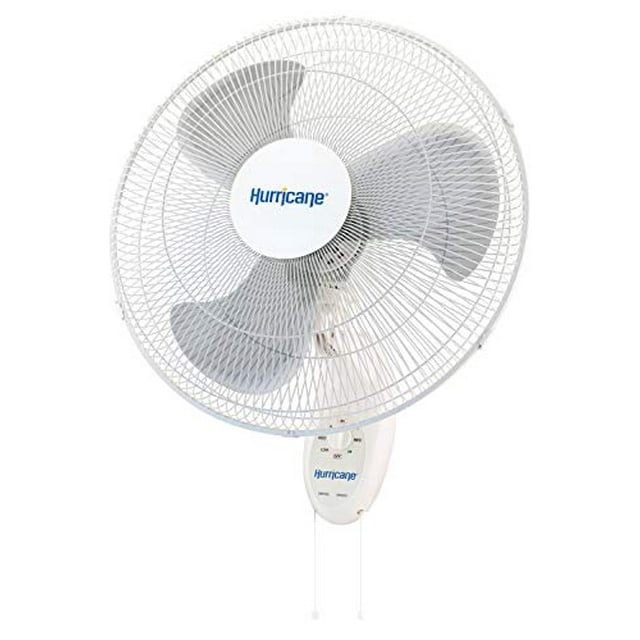 Hurricane 18" Supreme 90-Degree Oscillating Wall Mounted Fan with 3 Quiet Speeds, White