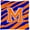 Blue Orange, variant on Monogram Initial M Tiger Stripe - Black Gold Decorative Fabric Pillow