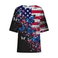 thumbnail image 5 of BangWanChi 3/4 Length Sleeve Womens Tops Plus Size Women's Ladies Fashion Casual Cropped 3/4 Sleeve Printing Cotton Loose Shirt Blouse Top, 5 of 5
