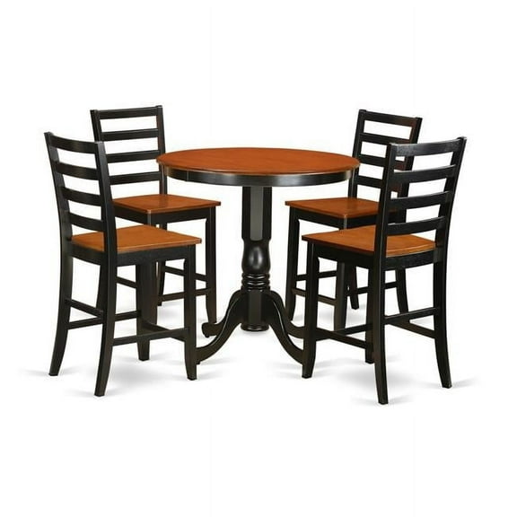 Counter Height Dining Pub Table & 4 Room Chairs, Black Finish