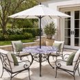 thumbnail image 2 of Round Outdoor Tablecloth with Umbrella Hole and Zipper, Purple Coastal Coral Tablecloth with Elastic Waterproof, Summer Nautical Sea Beach Ocean Patio Table Covers for 31" - 35" Picnic Pool Tables, 2 of 9