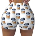 thumbnail image 2 of Lsque Coffee To Go Pattern Pattern High Waisted Biker Shorts for Women-Tummy Control Fitness Athletic Workout Running Yoga Gym Shorts,Moisture-Wicking-Medium, 2 of 9