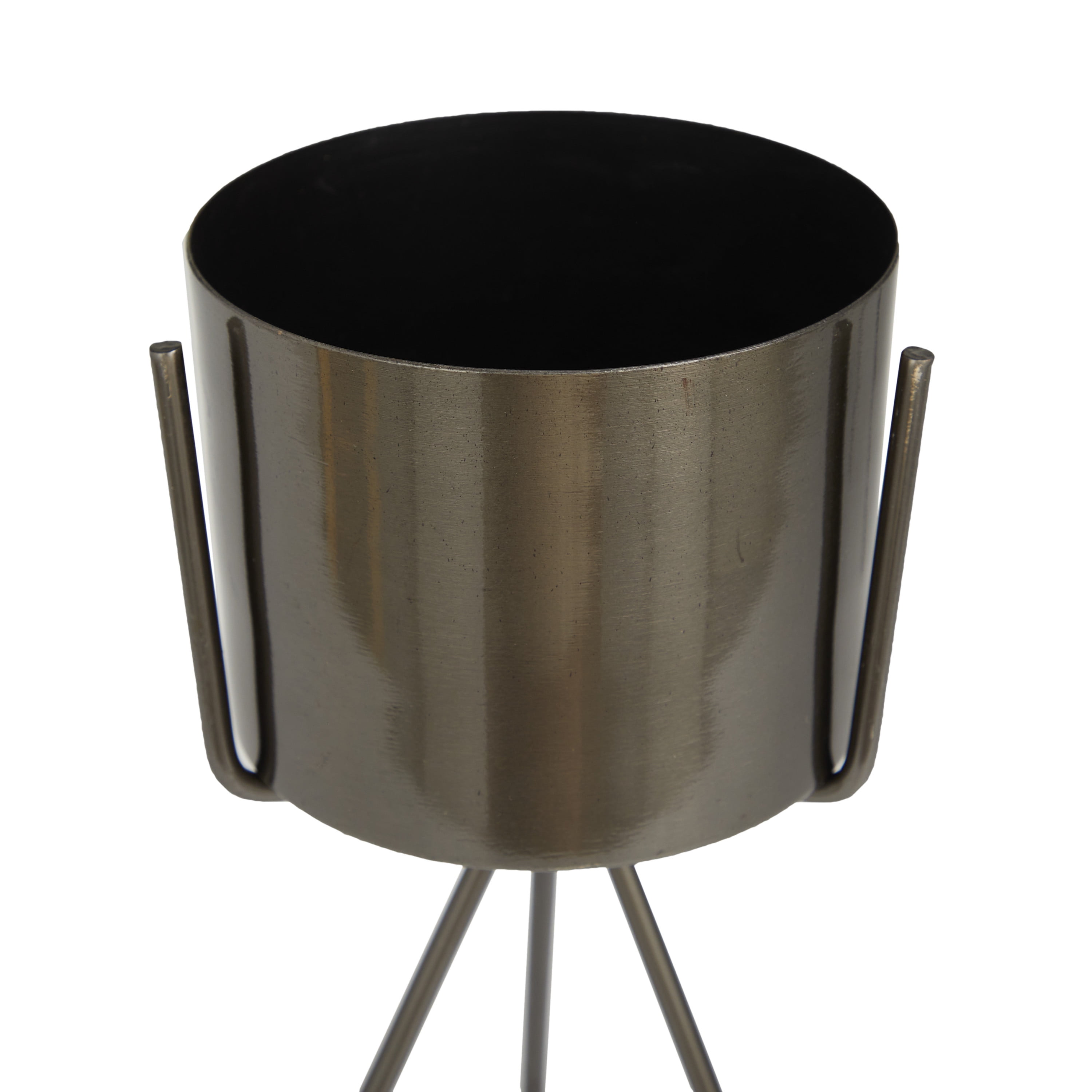 CosmoLiving by Cosmopolitan 12", 9"H Small Dark Gray Metal Planter with Removable Stand (2 Count)