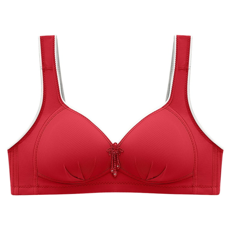 YWDJ Bras for Women Push Up No Underwire Plus Size Everyday for Sagging  Breasts Printing Gathered Together Daily Underwear No Rims Everyday Bras  Sports Bras Women Nursing Bras for Breastfeeding Red L 