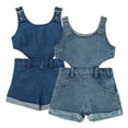 thumbnail image 2 of MXIEZI Baby Summer Sleeveless Fashion Bodysuit Shorts Newborn Girls Denim Jumpsuit Shorts Infant Girls Jeans Pants for 0 Month -3 Years old, 2 of 9