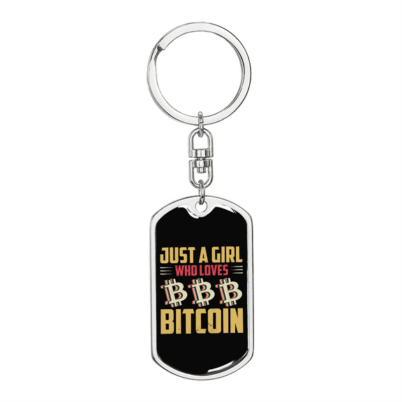 Just A Girl Crypto Stainless Steel or 18k Gold Premium Swivel Dog Tag Keychain