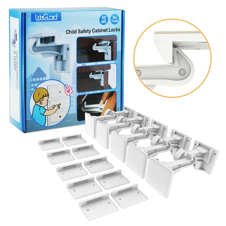 WeGuard Refrigerator Fridge Freezer Door Lock Latches for Toddler Kids Baby  Cabinet Locks Child Safety Latches for Doors No Tools 2 Pack 