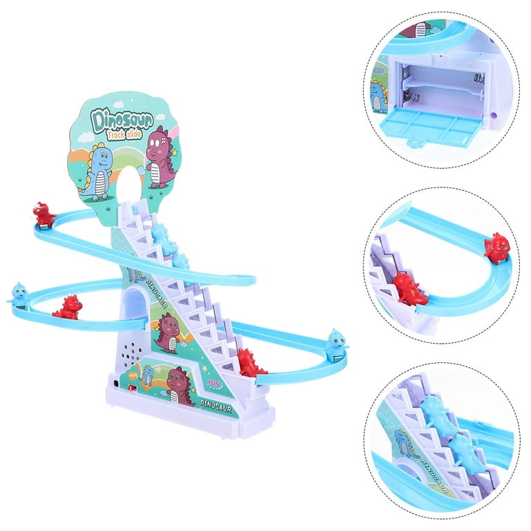 1pc Baby Dinosaur Electric Slide Track Toy With 3 Small Dinosaurs For  Climbing Stairs, Made Of Abs Material, Ideal Birthday Gift