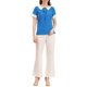 thumbnail image 2 of INSPIRAR CHIC Blusas de Mujer con Cuello de Muñeca en Contraste y Mangas Cortas con Lunares M Azul, 2 of 6