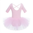 thumbnail image 4 of Yhong Little Girls Kids Ballet Leotards Skirted Tutu Cross Straps Back Dance Dress Gymnastics Outfits Pink 4XL, 4 of 7
