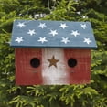 thumbnail image 2 of Bunker Hill Birdhouse - 2 Hole - With Stars Wooden Roof - Americana Stars, 2 of 9