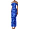 thumbnail image 4 of Vestido PRETTYGARDEN 2025 Verano Hombros Descubiertos Fruncido Azul L, 4 of 5