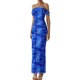 thumbnail image 4 of Vestido PRETTYGARDEN 2025 Verano Hombros Descubiertos Fruncido Azul L, 4 of 5