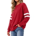thumbnail image 4 of MOSHU Crewneck Sweatshirts for Women Striped Long Sleeve Shirts Fashion Fall Womens Sweatshirts Casual Fall Pullover Tops, 4 of 10