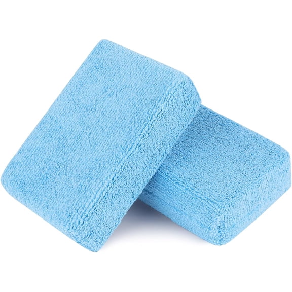 Microfiber Applicator Pads-2Pack, Car Wash Sponge, Premium Microfiber Sponge and Cleaning Pads, Perfect for Effortless Wax, Sealant, and Conditioner Application - Blue