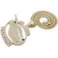 thumbnail image 4 of Hip Hop Iced Gold Plated Cubic Zirconia NO LIMIT FOREVER TANK Large Pendant & 6mm 30" Cuban Chain Necklace Fashion Gift, 4 of 4