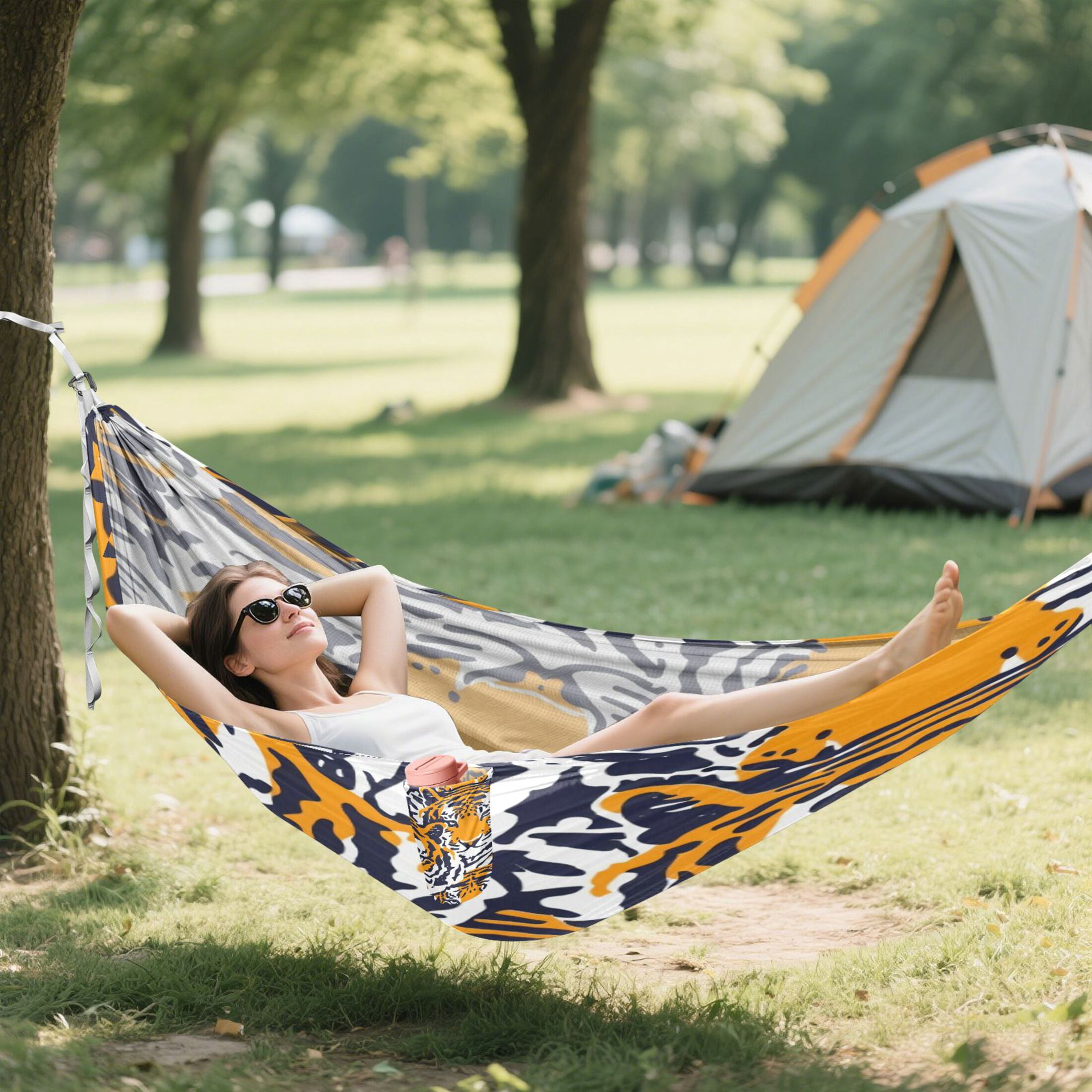 Hammock Camping Hammock Nylon Portable Hammock Travel Camping Hammock Orange Tiger