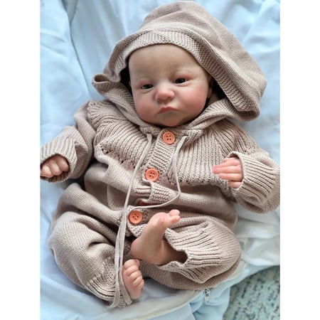 19inch Reborn Baby Doll Full Silicone Body Vinyl Boy Levi Awake Newborn Baby Size 3D Skin Visible Veins Collectible Art Doll