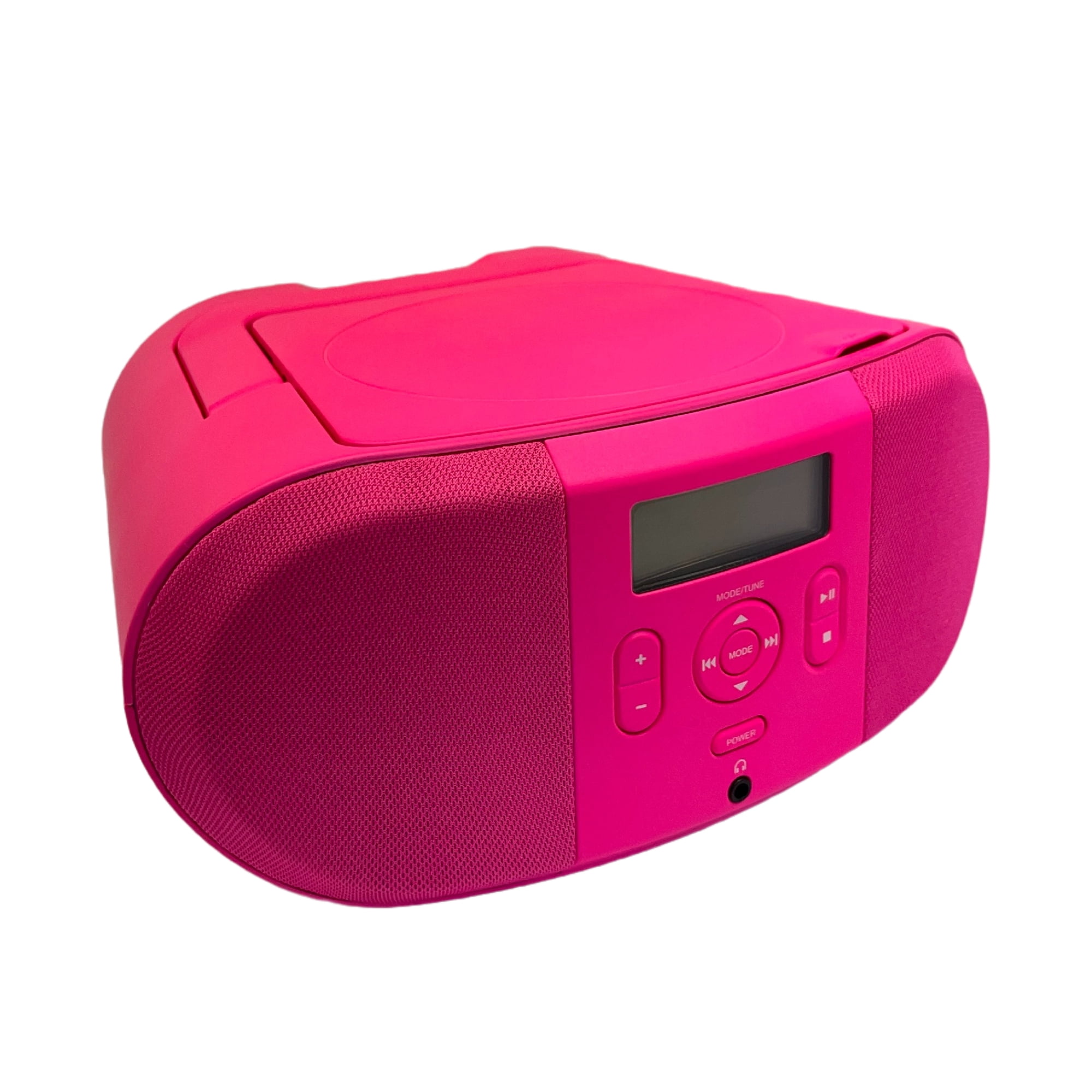 ONN Pink CD Boombox with FM Radio and LCD Display