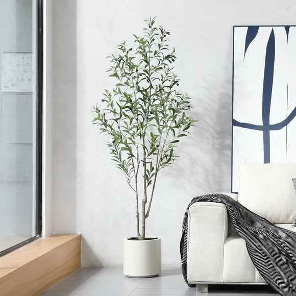 DR.Planzen Artificial Tree, 6 ft Indoor Multi-Trunk Olive tree, Perfect for Home, Office Decor