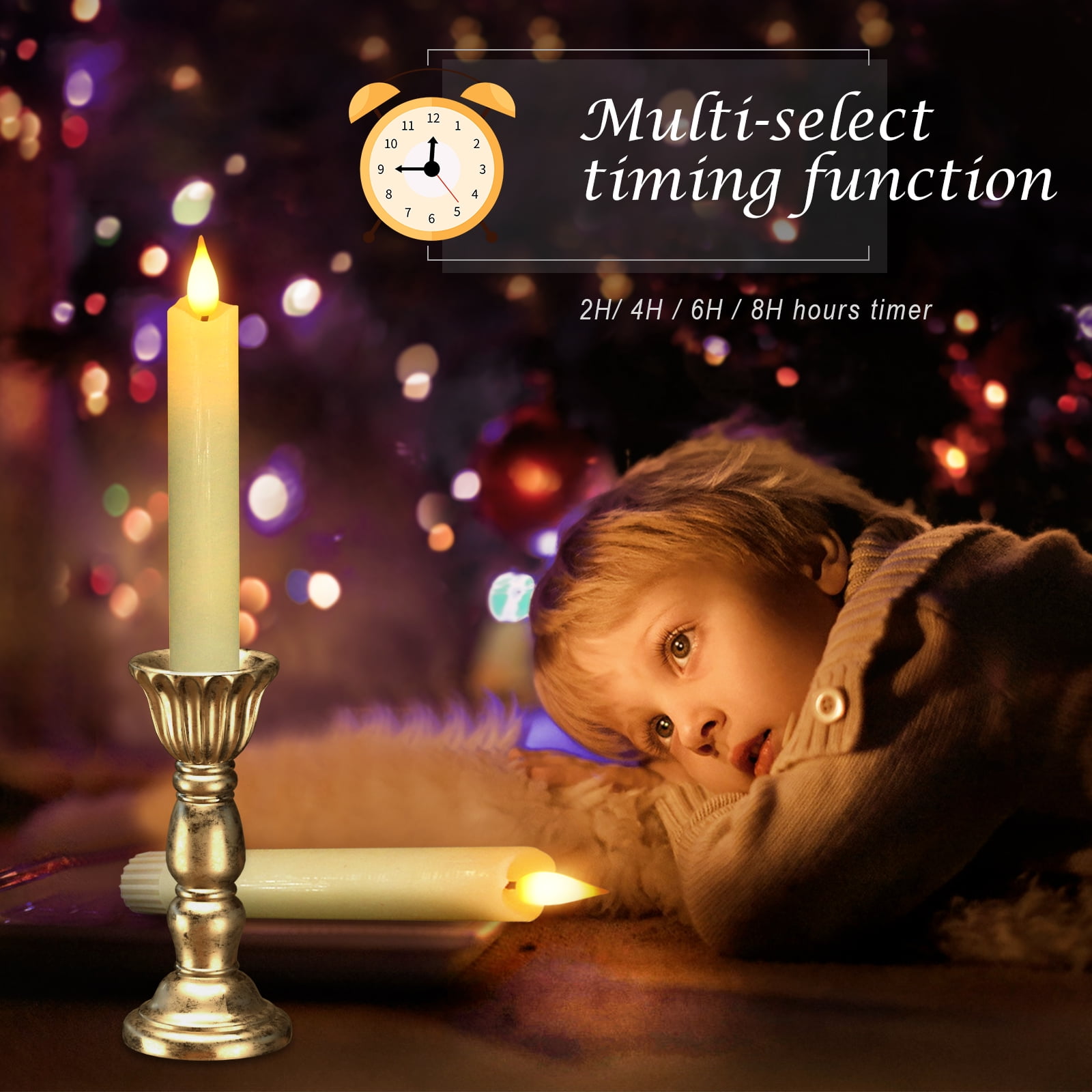 PChero 6Pack Real Wax Flameless Taper Candles with Remote Timer, 6.4inch Battery Operated Taper Candles, Ivory LED Flameless Candlesticks for Fireplace Xmas Halloween Party Home Decor