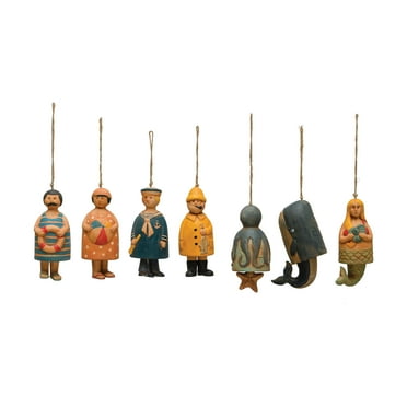 Creative Co-Op Decorative Nautical Figurine Bells, Set of 7 Styles, Multicolor