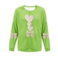thumbnail image 4 of Valentine's Sweatshirt for Women Ribbed Long Sleeve Bow Heart Print Crewneck Pullover Top Green 2XL, 4 of 4