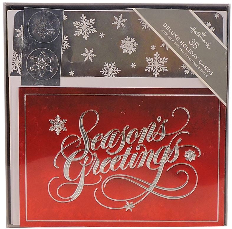 Hallmark Holiday Boxed Cards with Envelopes - Seasons Greetings In Red and Silver - Walmart.com ...