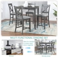 thumbnail image 3 of GZXS 5-Piece Counter Height Dinette Set, Square Kitchen Table + 4 Padded Chairs, Farmhouse Bar Dining Set for Small Space, Dining Room (Gray), 3 of 9