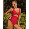 thumbnail image 5 of BeautyIn Womens One Piece Swimsuit V Neck Ruched Tummy Control Monokini Swimwear, 5 of 6