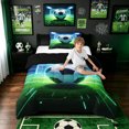 thumbnail image 2 of meiyoeat Neon Soccer Print Twin Comforter Sets for Boys, Football Sport Lover Bedding Set, Green Blue, Black Reversible, 2 Pieces, 1 Comforter and 1 Pillowcase, 2 of 6