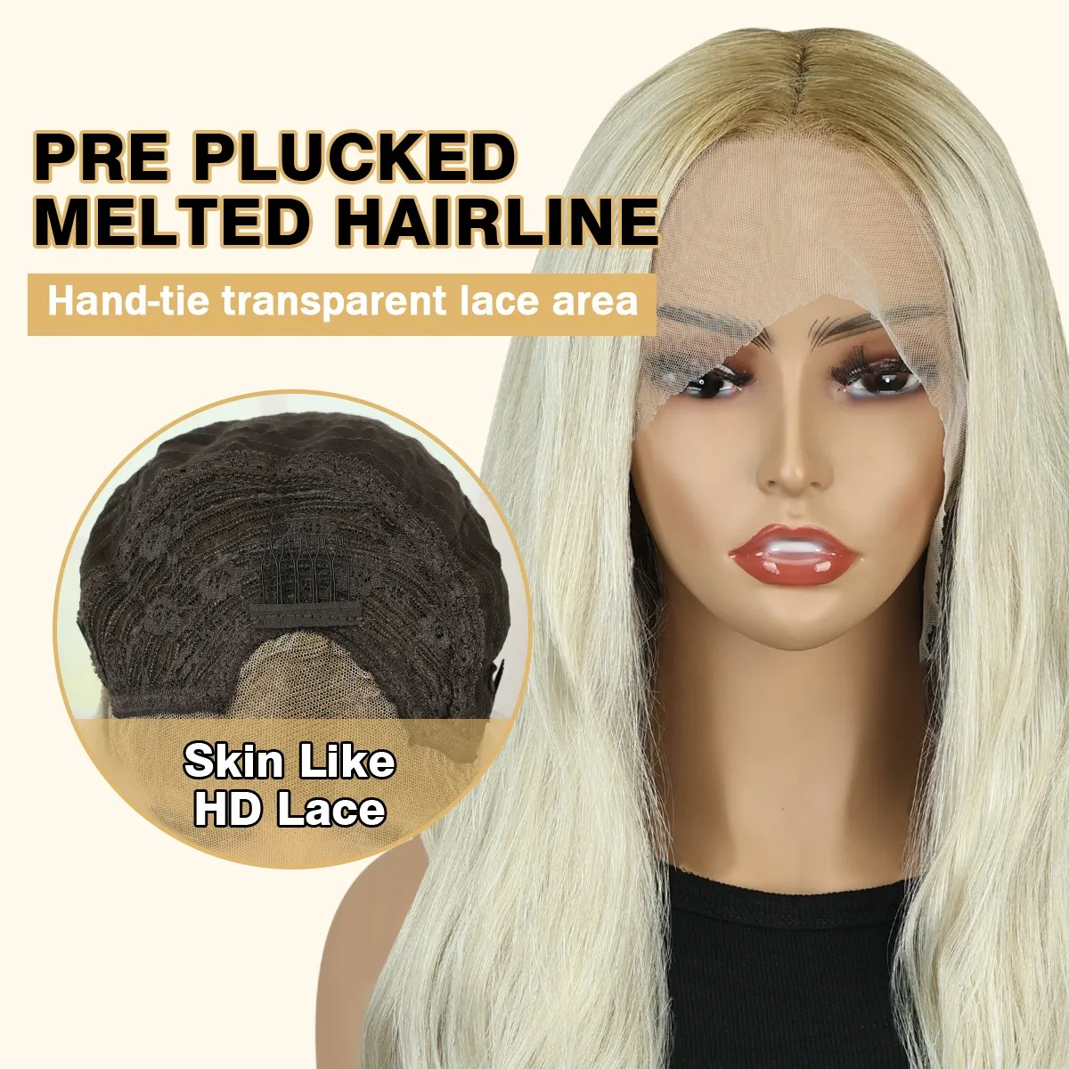 Creamily 30 inch 13*3 Long Blonde Wavy Wigs Glueless HD Lace Front Wigs with Black Root Natural Looking Synthetic Layered Wig for Daily Party Use